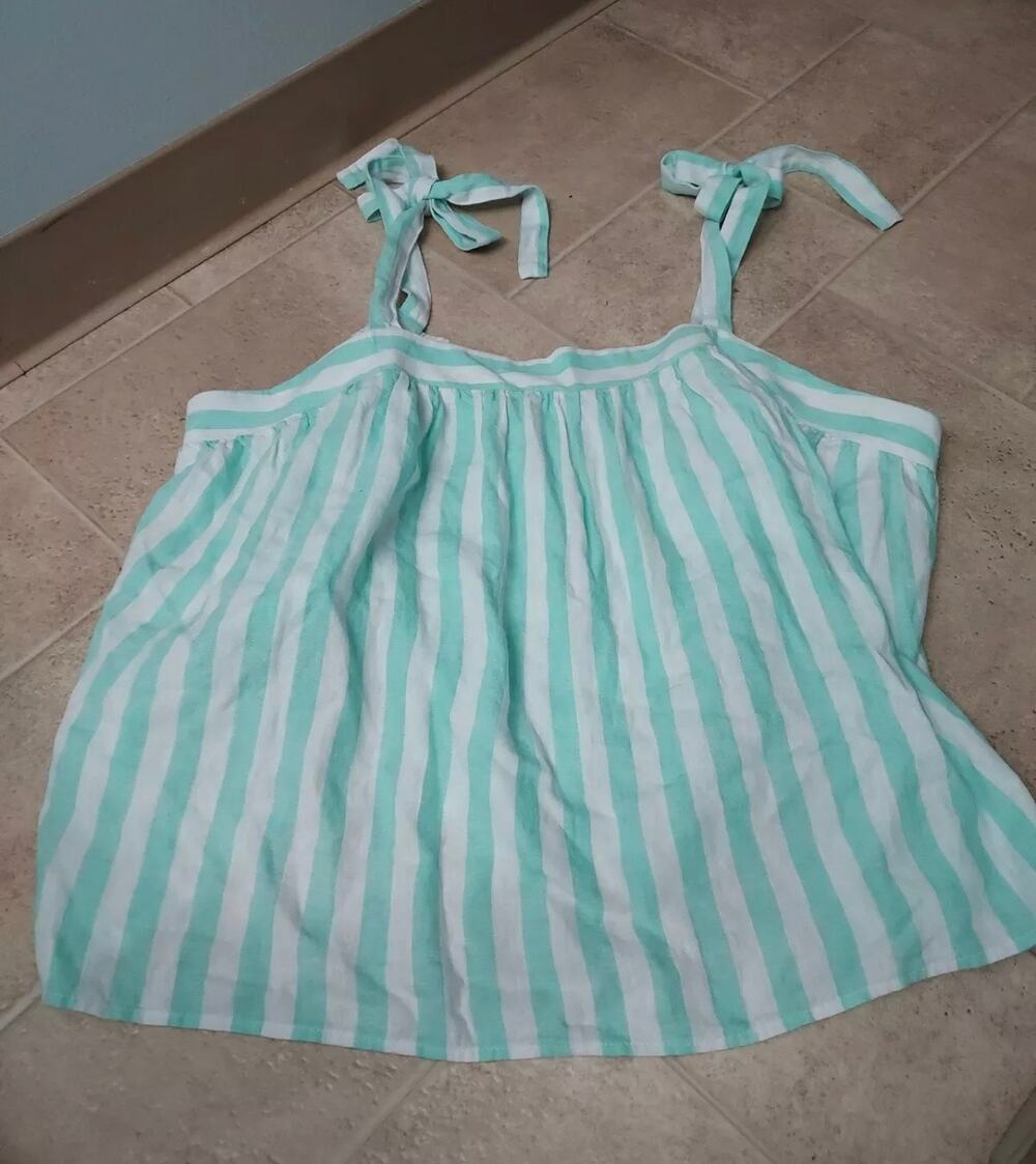 Stoney Clover Lane x Target Women's 3XL Tie Strap Tank top Striped Light Green